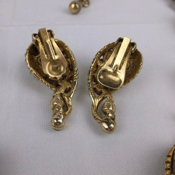 Vintage 1930s Designer Rhinestone Necklace Earrings 18" - Picture 4 of 6